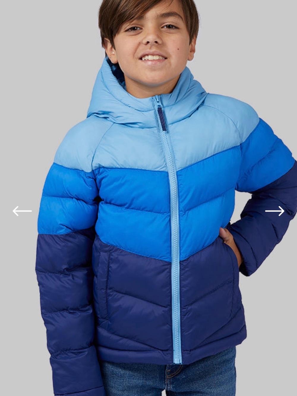 32 degrees Kids Colorblock Puffer Jacket - Light Blue & Blue
